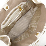 Prada Logo Jacquard Leather 2Way Bag Hand Bag Beige BN1841