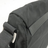 Prada Logo Nylon Leather Shoulder Bag Purse Bag NERO Black