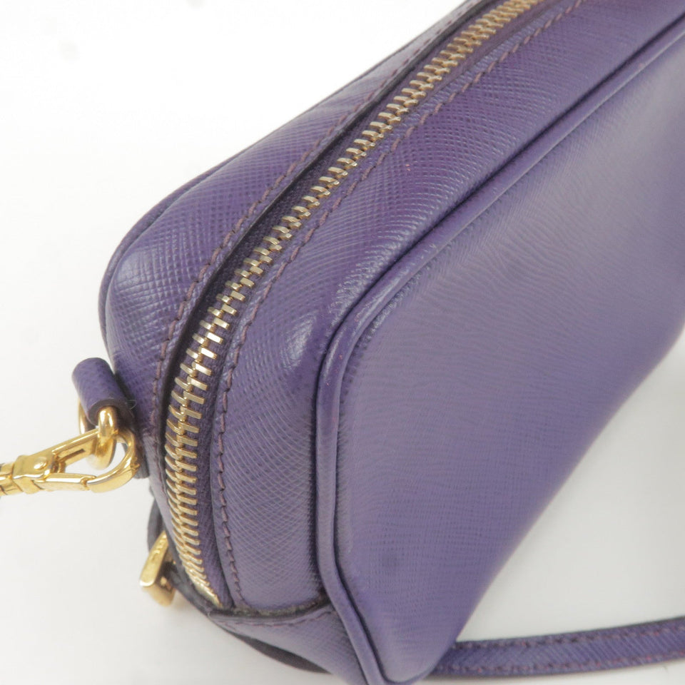 Prada Logo Leather Mini Shoulder Bag 2Way Bag Pouch Purple