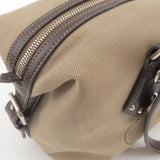 Prada Logo Jacquard Leather Boston Bag Beige Brown BR3461