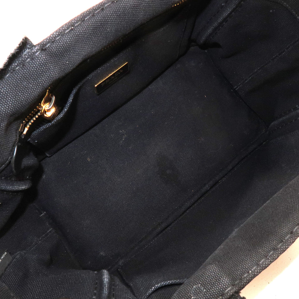 Prada Canapa Mini Canvas Tote Bag Hand Bag Black