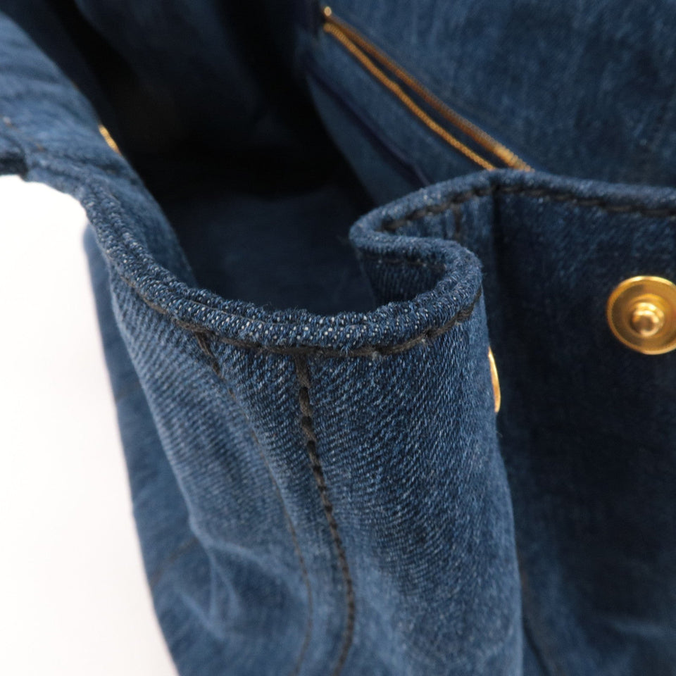 Prada Canapa Denim Tote Bag Hand Bag Denim Blue B1877B