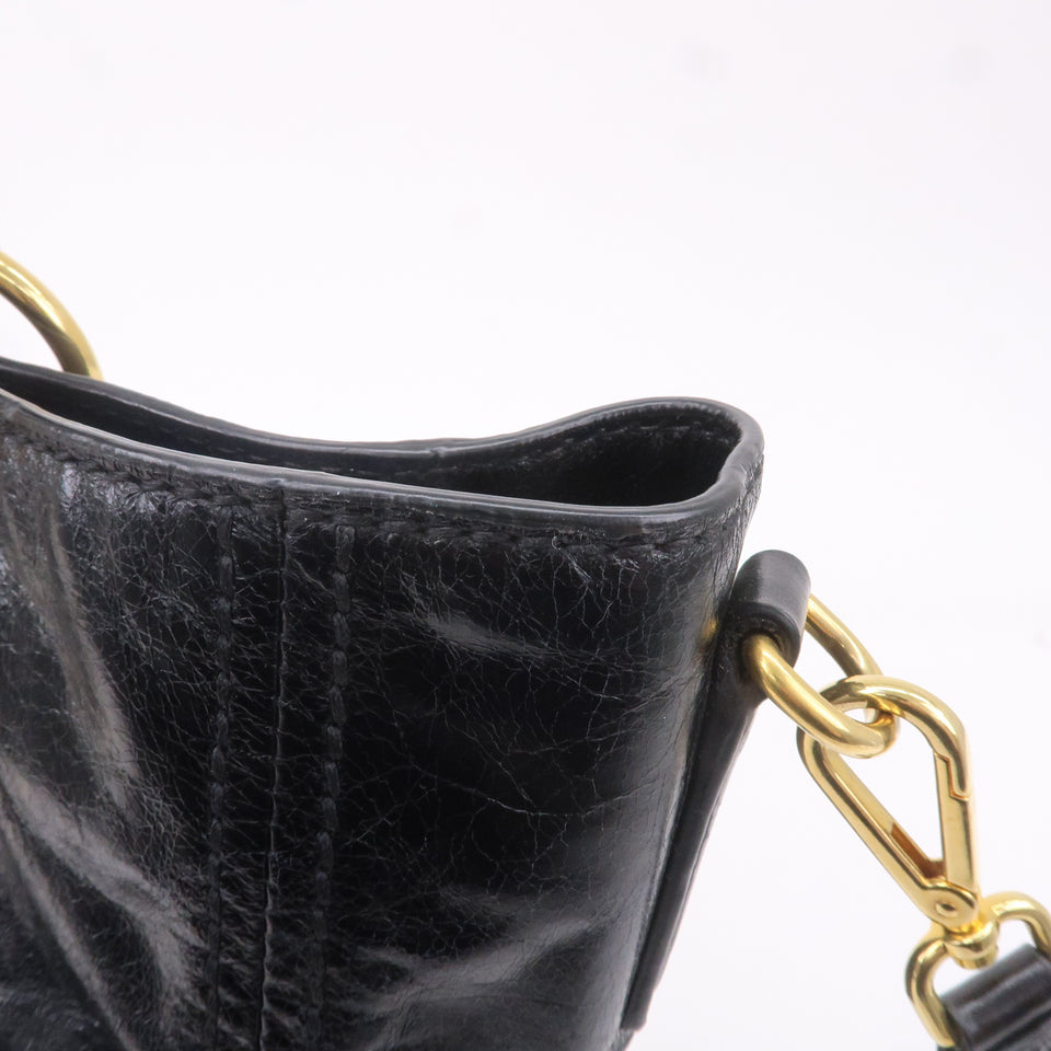 Prada Leather 2WAY Bag Shoulder Bag Hand Bag Black BN2151