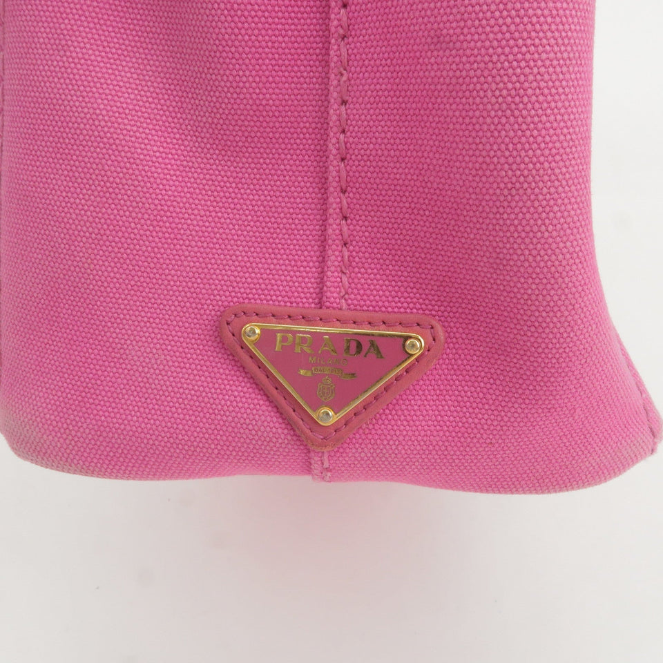 Prada Logo Canapa Mini Canvas Hand Bag Tote Bag Pink