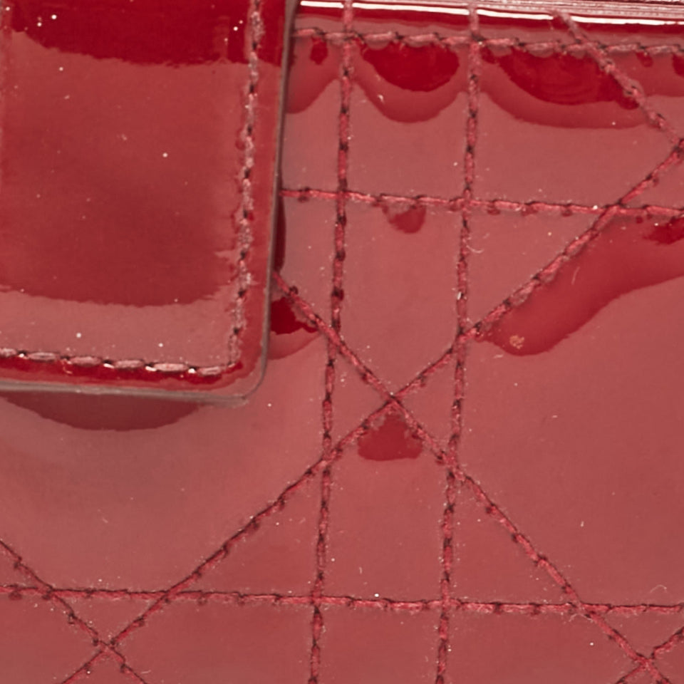Dior Red Cannage Patent Leather Jasmine Card Holder