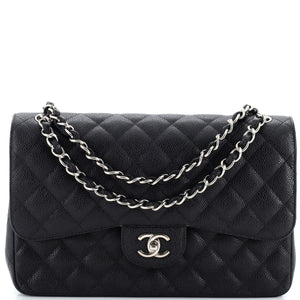 CHANEL Classic Double Flap Bag Quilted Caviar Jumbo