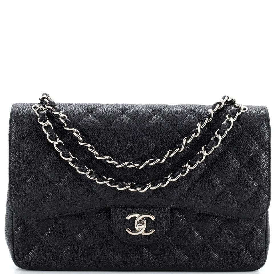 CHANEL Classic Double Flap Bag Quilted Caviar Jumbo