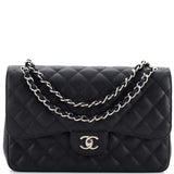 CHANEL Classic Double Flap Bag Quilted Caviar Jumbo