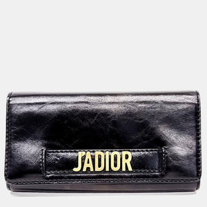 Black Leather J'Adior Mini Chain Crossbody Bag