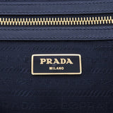 Prada Nylon Leather Tote Bag Shoulder Bag Black 1BG158
