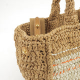 Prada Raffia Tricot Canapa 2WAY Basket Bag Hand Bag Caramel Orange
