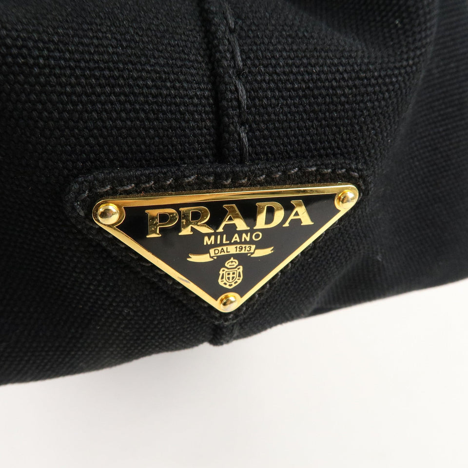 Prada Canapa Canvas Tote Bag Hand Bag Black BN1877