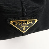 Prada Canapa Canvas Tote Bag Hand Bag Black BN1877