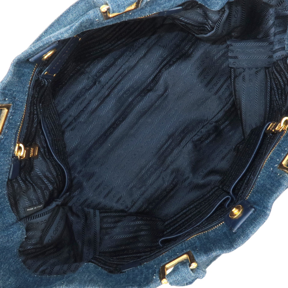 Prada Denim Leather 2Way Bag Hand Shoulder Bag Blue BN2069
