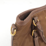 Prada Logo Nylon Leather 2Way Bag Hand Bag Brown BR4993