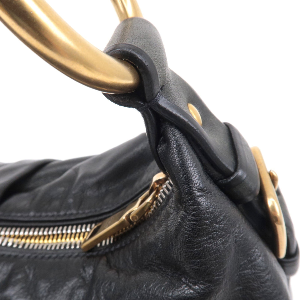 Prada Logo Leather One Shoulder Bag NERO Black