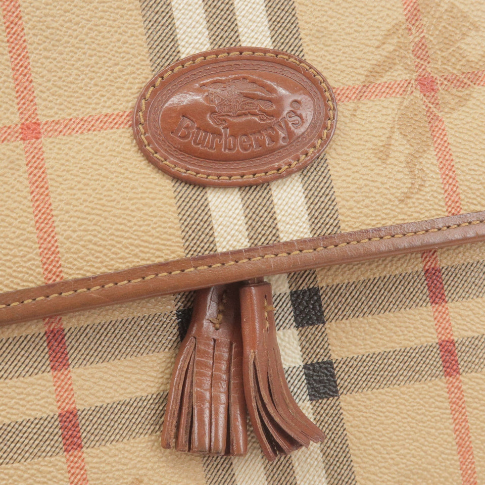 BURBERRY Nova Plaid PVC Leather Shoulder Bag Beige Brown
