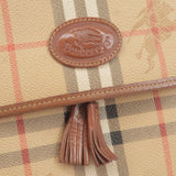 BURBERRY Nova Plaid PVC Leather Shoulder Bag Beige Brown