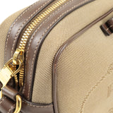 Prada Logo Jacquard Leather Shoulder Bag Beige Brown 1BH089