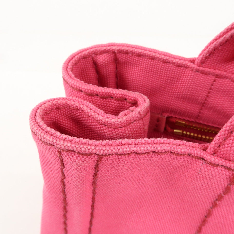 Prada Logo Canapa Mini Canvas 2Way Tote Bag Pink 1BG439