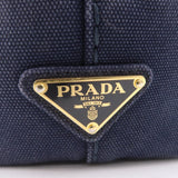 Prada Canapa Mini Canvas 2Way Tote Bag Hand Bag Navy 1BG439