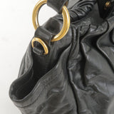 Prada Logo Leather Shoulder Bag With Tassel Black