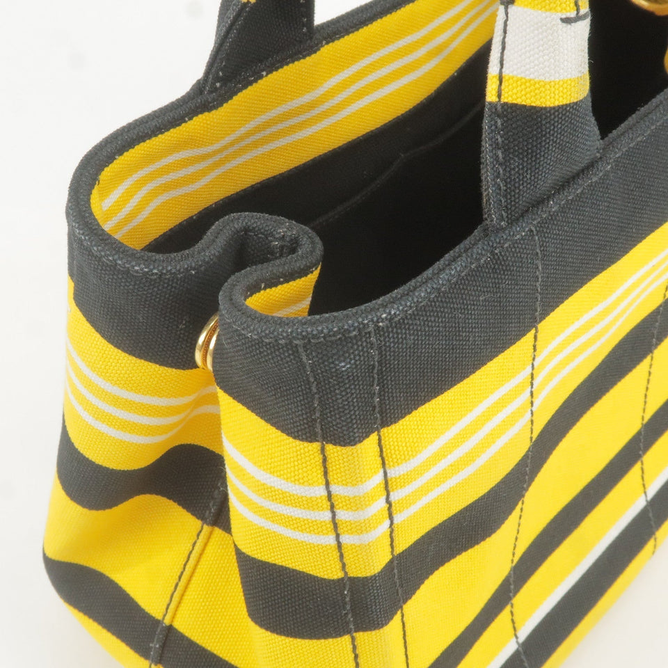 Prada Canapa Mini Canvas 2Way Bag Shoulder Bag Yellow Black B2439B