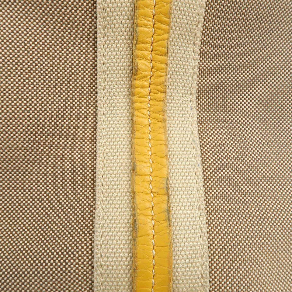 Prada Logo Jacquard Leather 2Way Hand Bag Beige Orange BN1453