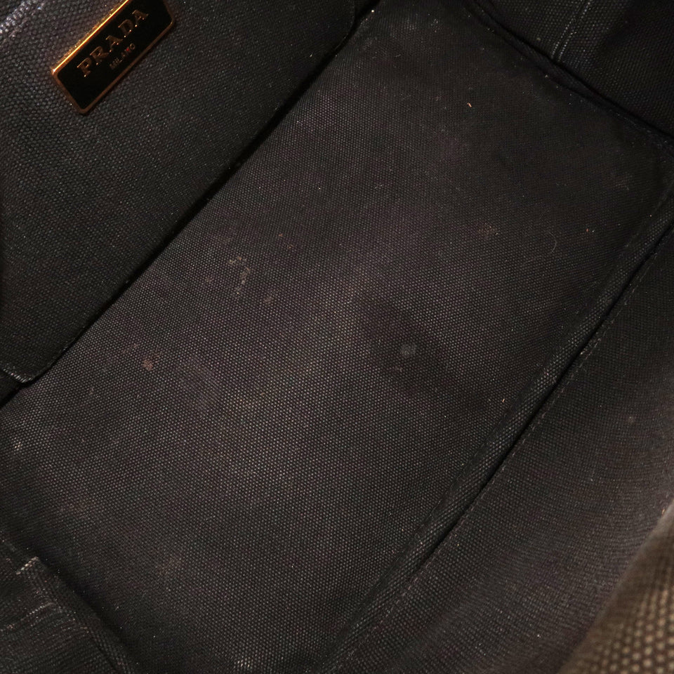 Prada Canapa Mini Canvas Tote Bag Hand Bag Black
