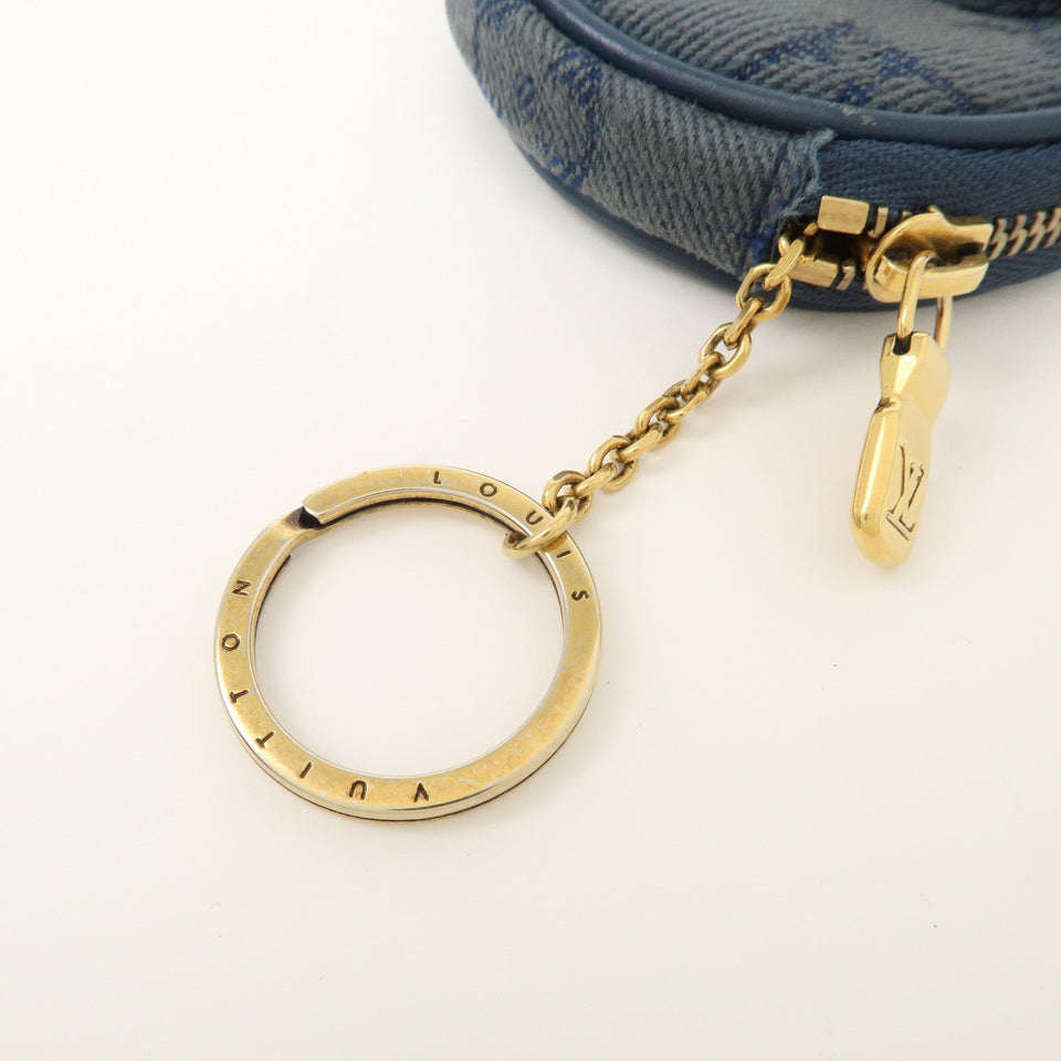 Louis Vuitton Monogram Denim Round Pouch Coin Case Blue M68290
