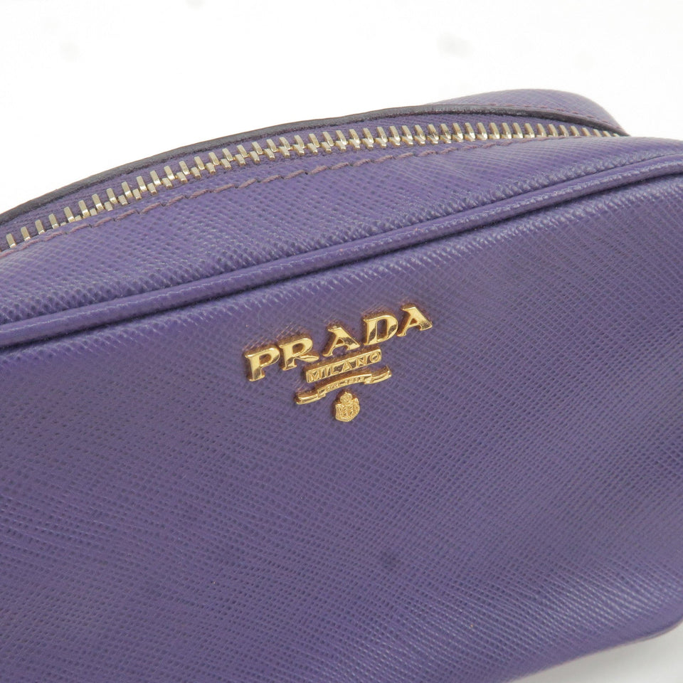 Prada Logo Leather Mini Shoulder Bag 2Way Bag Pouch Purple