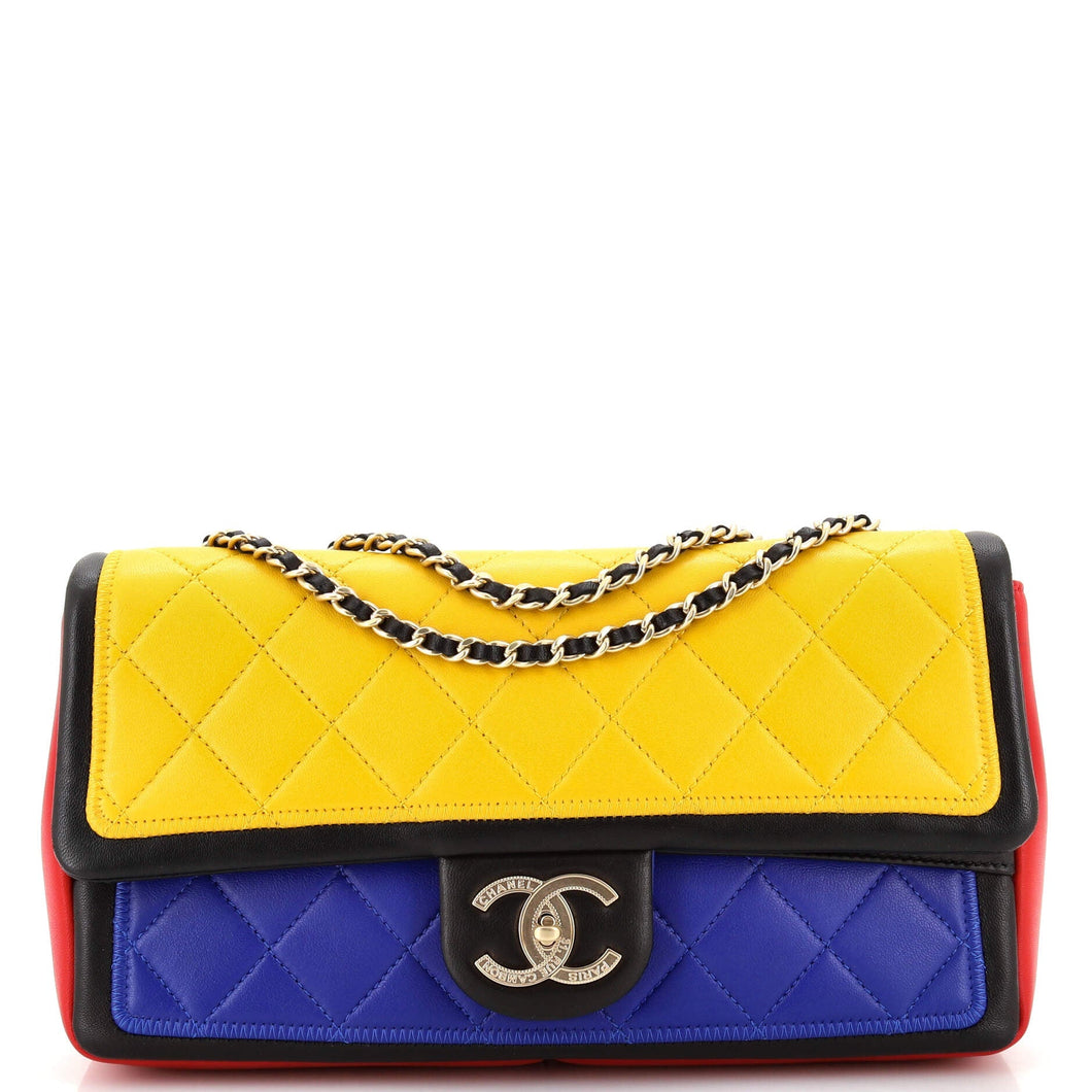 CHANEL Graphic Flap Bag Quilted Calfskin Medium
