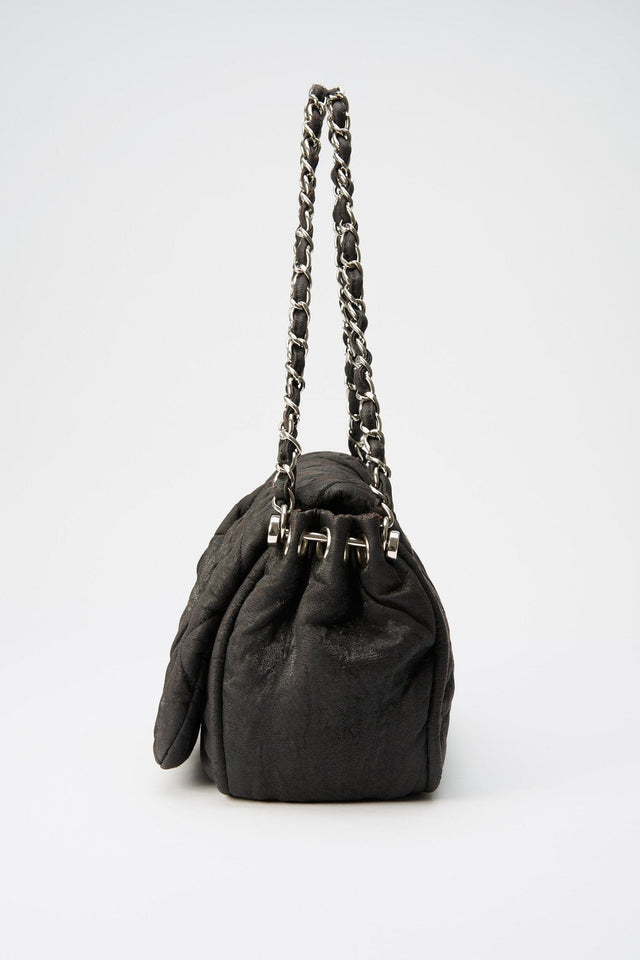 Chanel Black Textured Coated Nylon Flap Bag