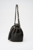 Chanel Black Textured Coated Nylon Flap Bag