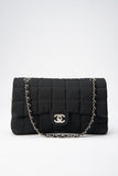 Chanel Black Nylon Large Chocolate Bar Flap Bag