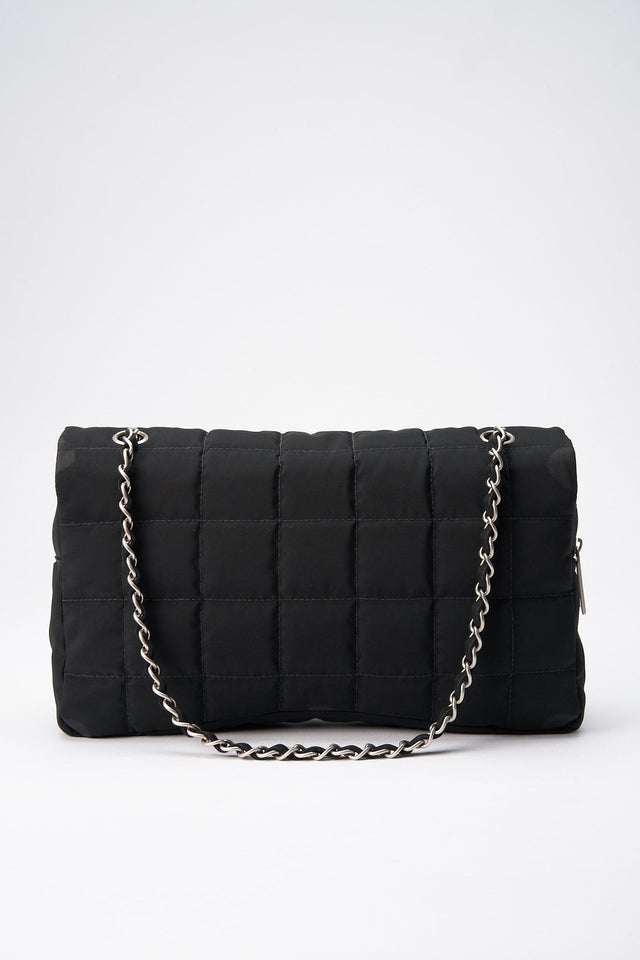 Chanel Black Nylon Large Chocolate Bar Flap Bag