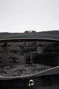 Chanel Black Nylon Large Chocolate Bar Flap Bag