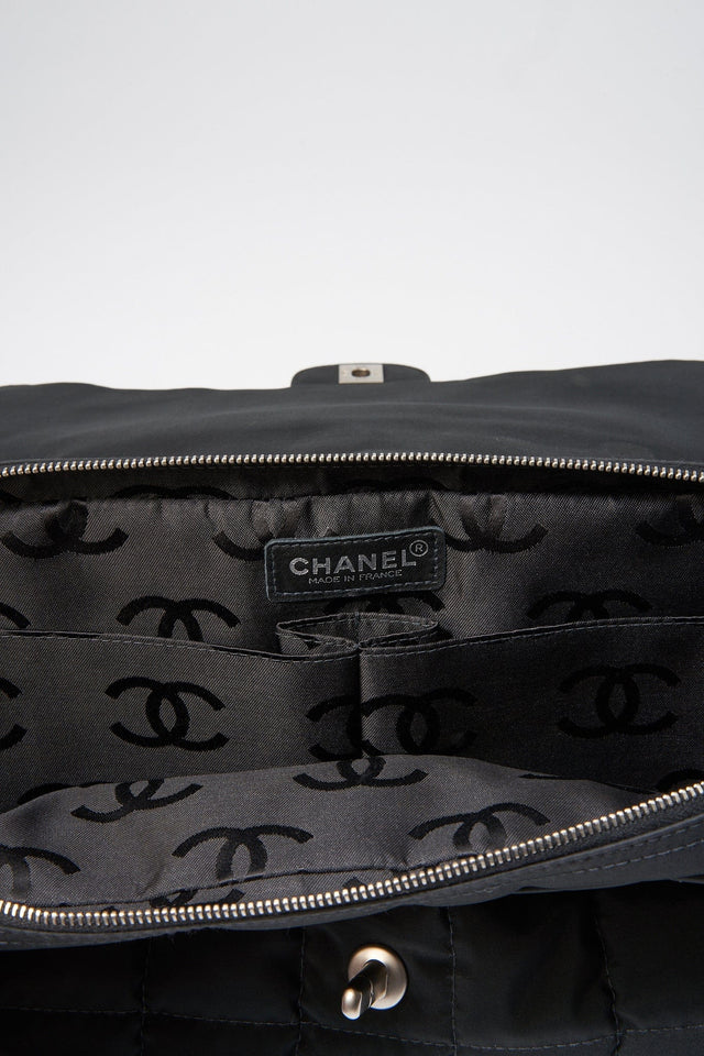 Chanel Black Nylon Large Chocolate Bar Flap Bag