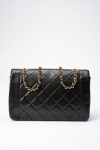 Vintage Chanel Diana Black Single Flap with 24k gold plated hardware