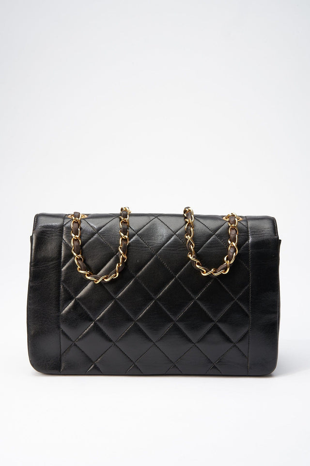 Vintage Chanel Diana Black Single Flap with 24k gold plated hardware
