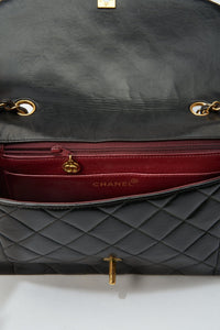 Vintage Chanel Diana Black Single Flap with 24k gold plated hardware