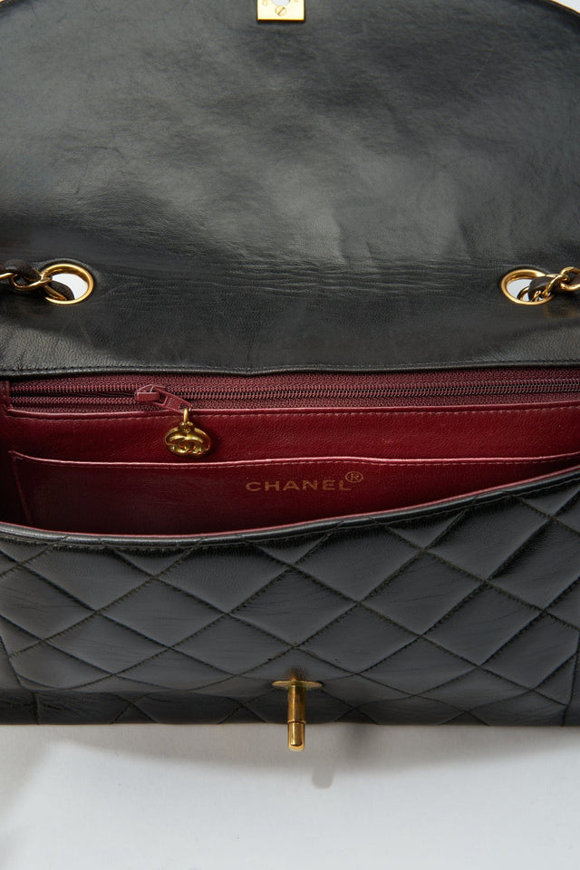 Vintage Chanel Diana Black Single Flap with 24k gold plated hardware