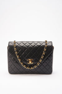 Chanel Vintage Black Single Flap with 24k gold plated hardware