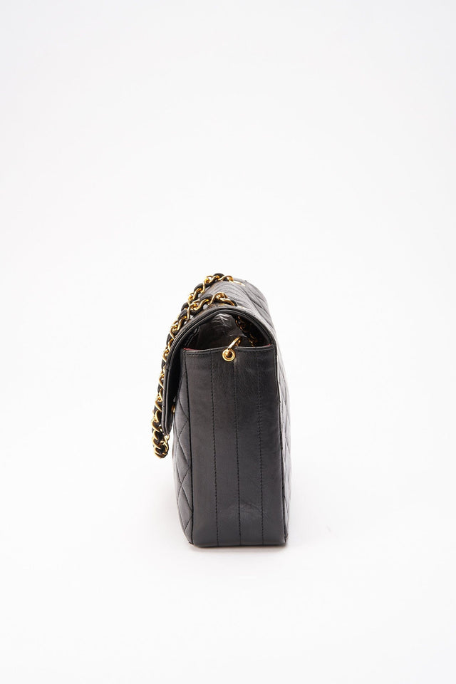 Chanel Vintage Black Single Flap with 24k gold plated hardware