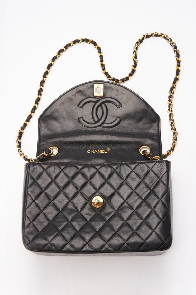 Chanel Vintage Black Single Flap with 24k gold plated hardware