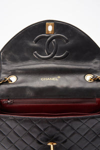 Chanel Vintage Black Single Flap with 24k gold plated hardware