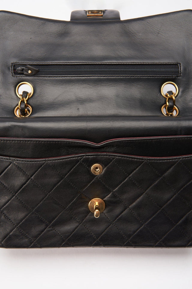 Chanel Classic Double Flap Bag Small Black Lambskin Leather