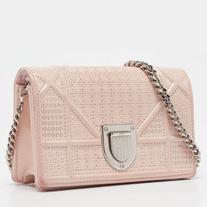 Dior Pink Micro Cannage Patent Leather Baby Diorama Chain Bag..
