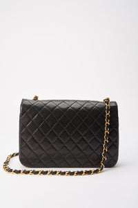 Vintage Chanel Black Single Flap with 24k gold plated hardware