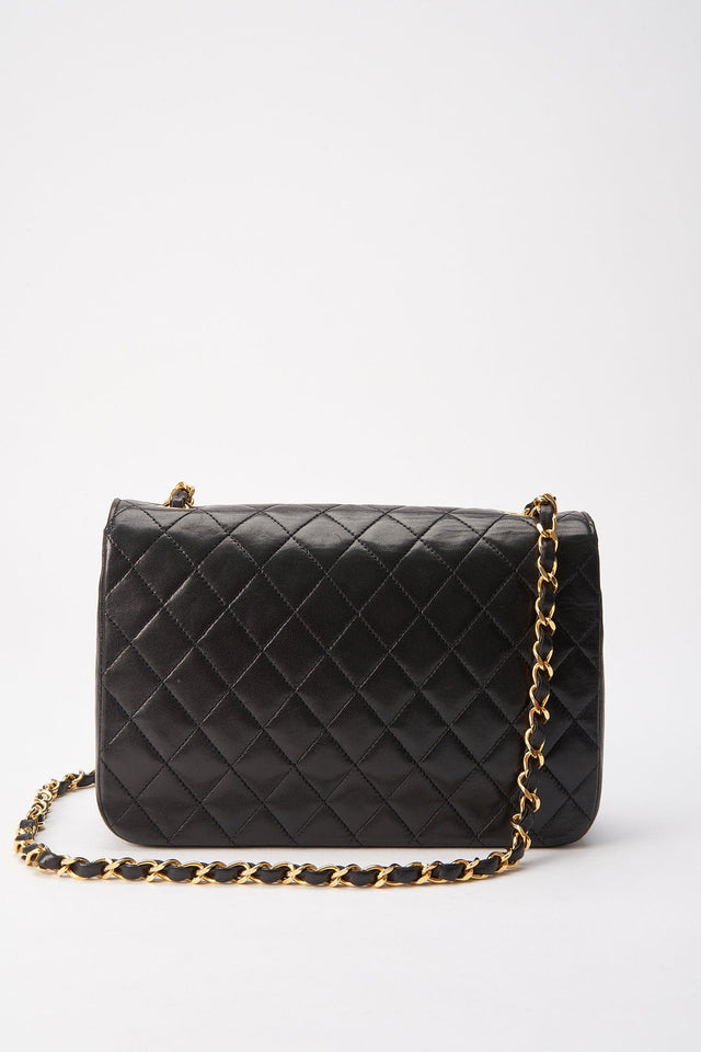 Vintage Chanel Black Single Flap with 24k gold plated hardware